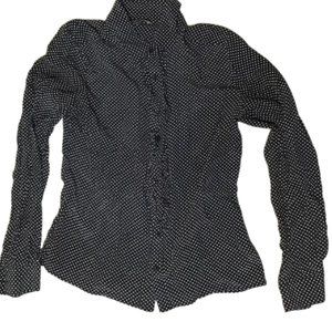 George  Black And White Polka Dot Long Sleeve Blouse Size Small